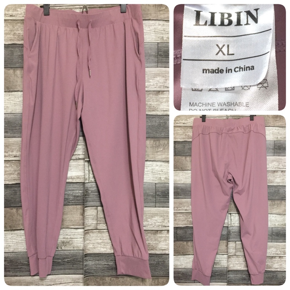 Libin Jogger Pants Women’s XL Pink (Inseam 26.5) Tapered Drawstring (Read Desc)